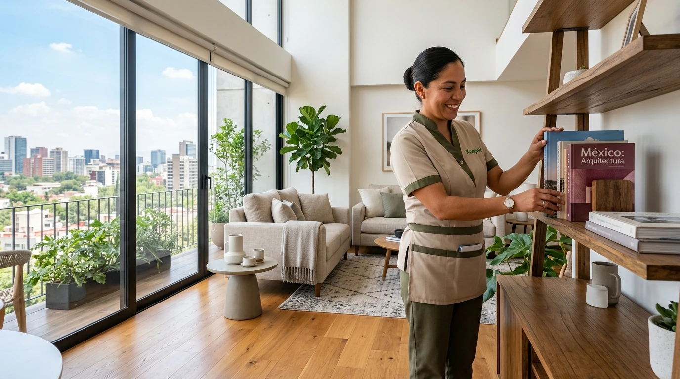 Trabajo doméstico en México con servicio de limpieza profesional Aquilimpio Trabajadora del hogar en servicio de limpieza profesional en México con Aquilimpio